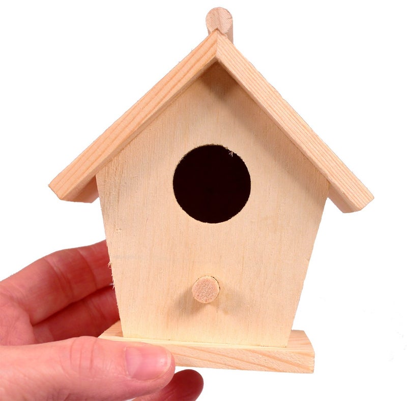 Creative HobbiesÂ® Mini 4 Inch Tall Birdhouse - Set of 4 Styles, Small Unfinished Wood Ready to Paint or Decorate - Image 2